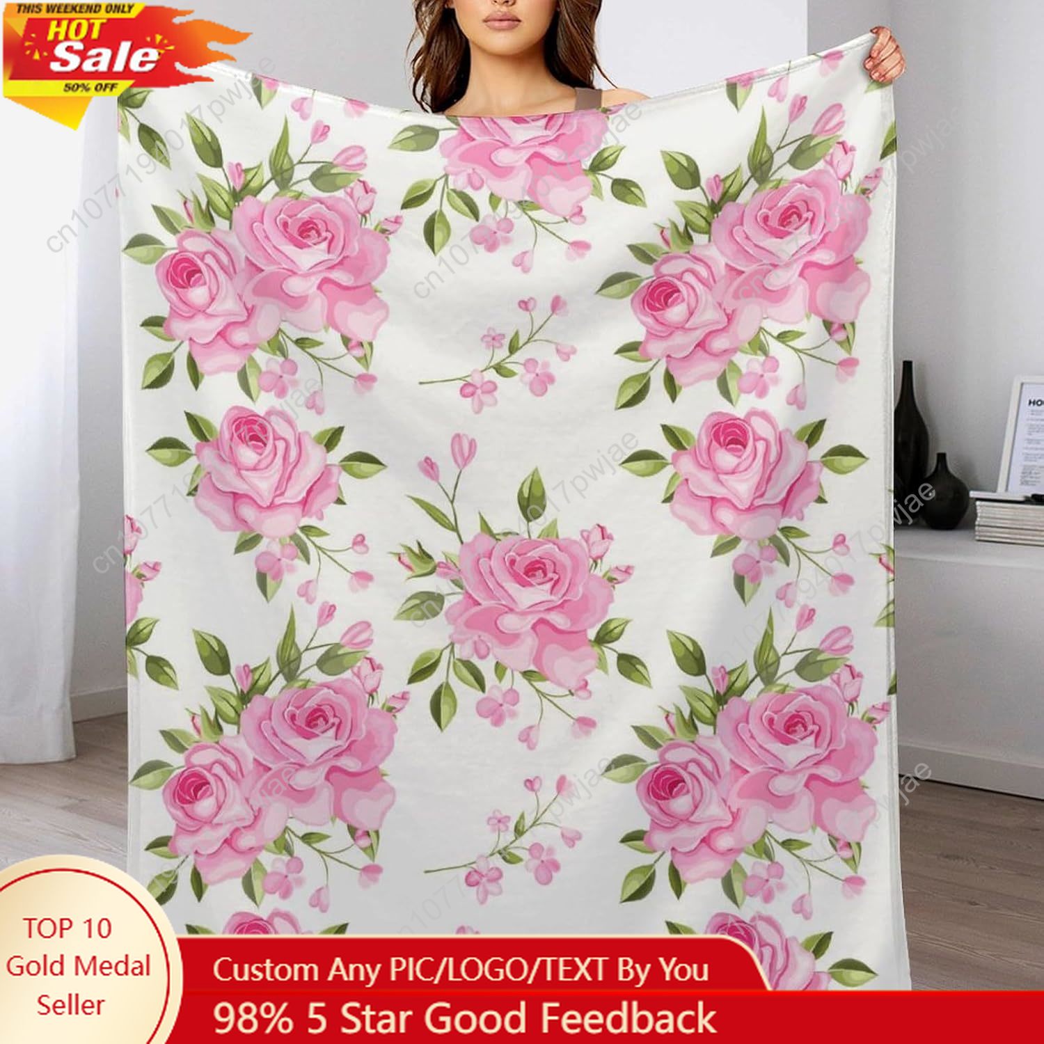 Home Textiles & Decorations - Одеяло с розовым цветком, цветочный декор,
