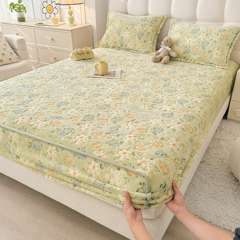 Home Textiles Bedding - Осенне-зимний комплект плюшевых простыней с нескользящим